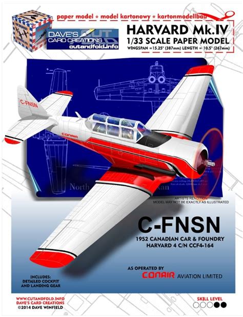 1 33 Scale Harvard Mk Iv Paper Model By Dave Winfield Www