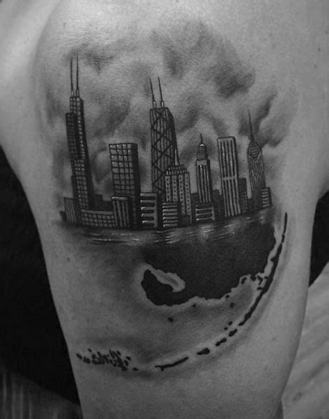 20 Chicago Skyline Tattoo Designs For Men Urban Center Ink