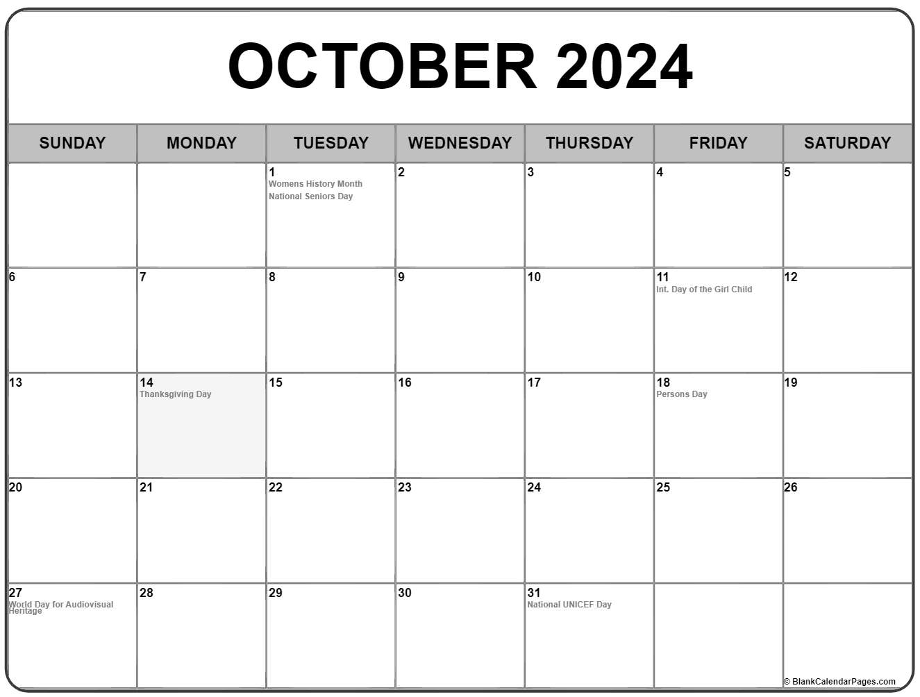 2024 Holidays And Observances In October Jazmin Alessandra