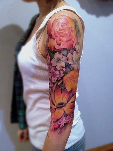 22 Best Colorful Flower Arm Tattoos Ideas