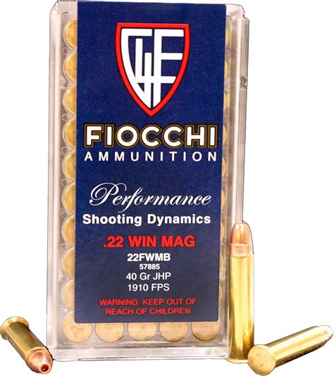 22 Winchester Magnum Rimfire 50 Rounds Ammunition Fiocchi Ammo 40 Grain