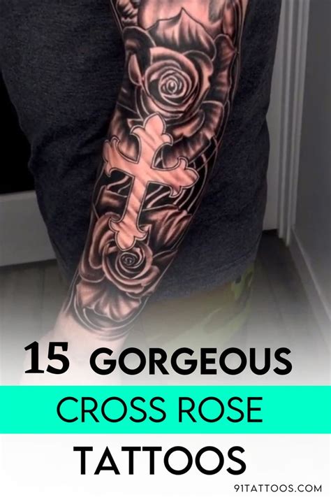 23 Rose Tattoo With Cross Manuelrosalin