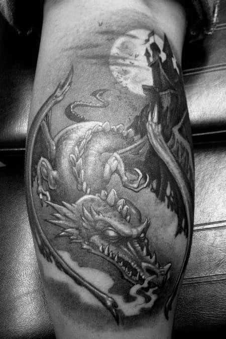 30 Awesome Dragon Leg Tattoo Designs For Men