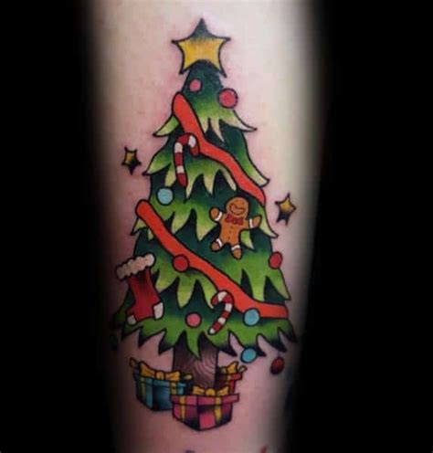 30 Cool Christmas Tree Tattoo Ideas For Men