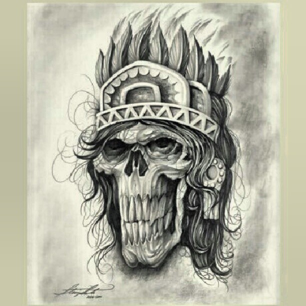 33 Aztec Skull Tattoos Designs Drawings Ideas Skull Tattoo Design