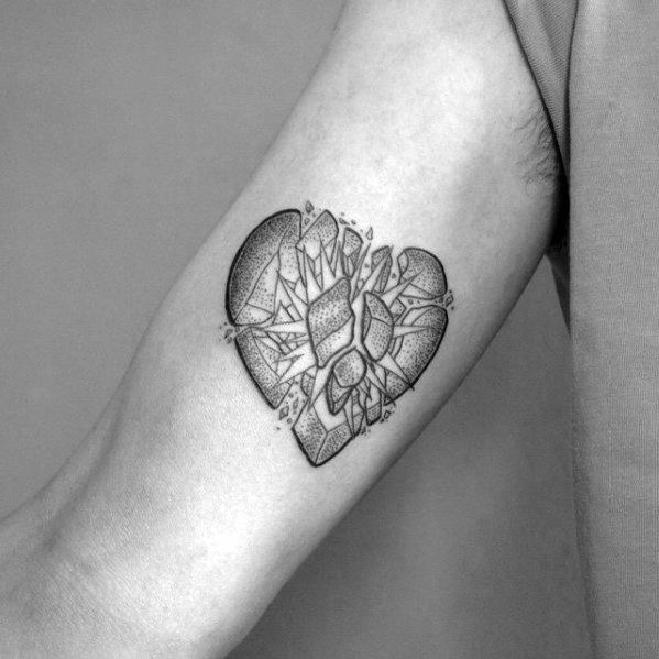 40 Broken Heart Tattoo Designs For Men Split Ink Ideas Broken Heart