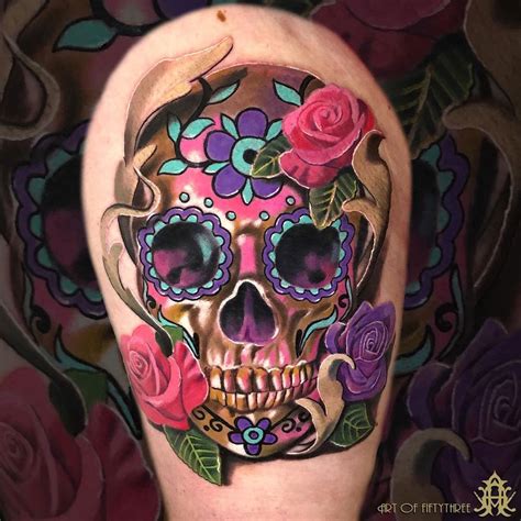 41 Amazing Sugar Skull Tattoos To Celebrate D A De Los Muertos Skull