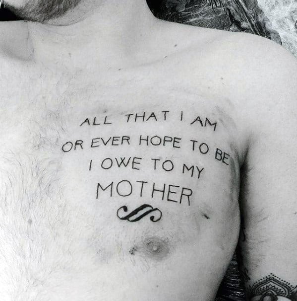 50 Chest Quote Tattoo Designs For Men Phrase Ink Ideas