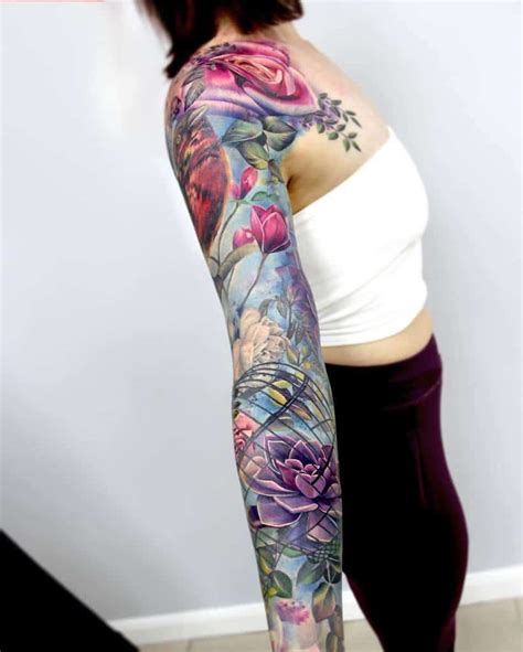 50 Cool Flower Tattoo Sleeve Ideas