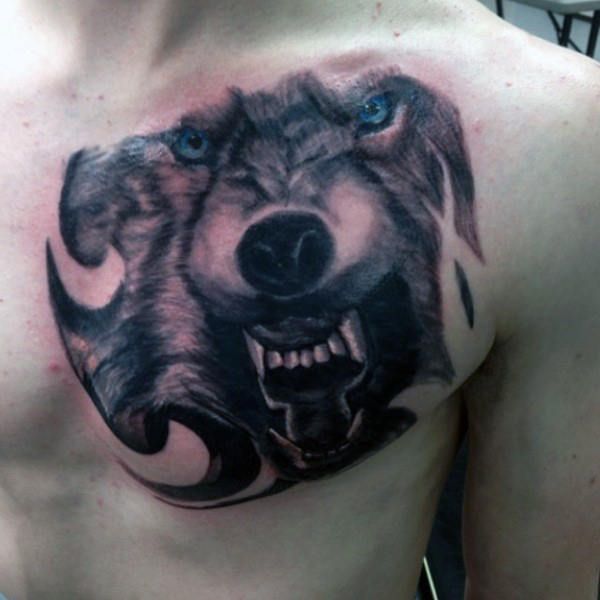 60 Wolf Chest Tattoo Designs For Men Manly Ink Ideas