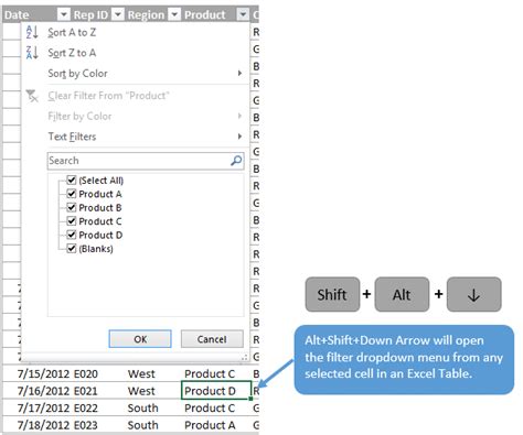 7 Keyboard Shortcuts For The Filter Drop Down Menus In Excel