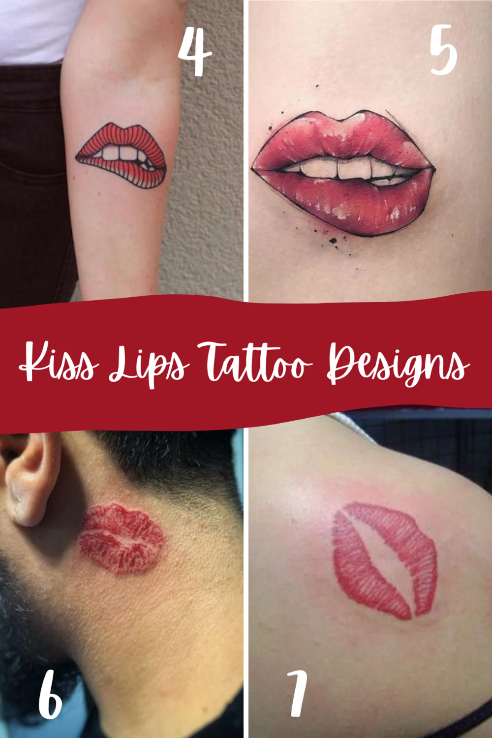 73 Flirty Lips Tattoo Designs Tattooglee Kiss Tattoos Red Lips