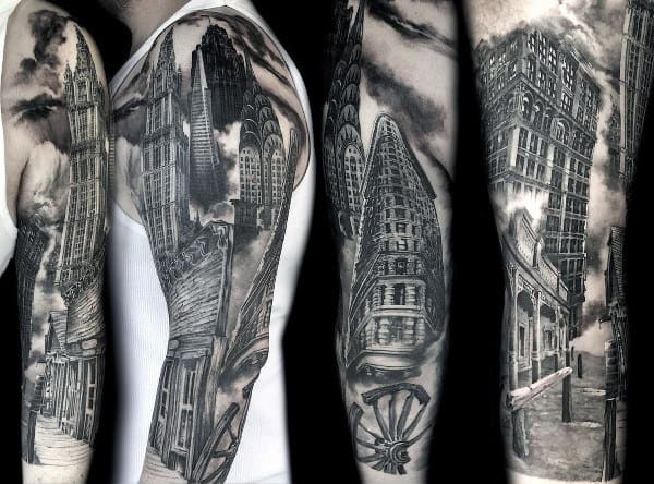 90 Amazing Building Tattoos For Men 2023 Inspiration Guide