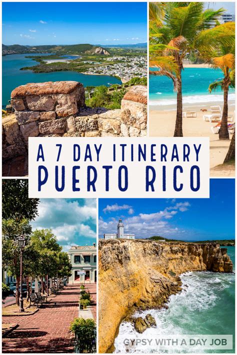 A Collage Of Photos With The Words 7 Day Itinerary Puerto Ricoo