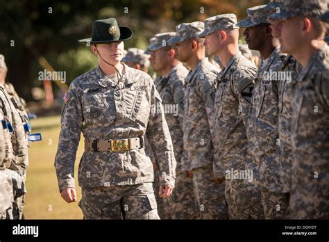 A Female Drill Sergeant Instructor With Drill Sergeant Candidates At