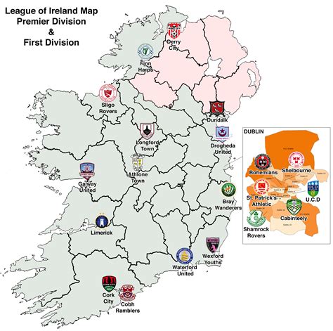 A Map Of All 20 League Of Ireland Teams Premier First Division R