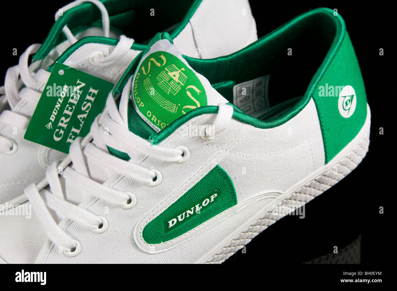 A Pair Of Dunlop Green Flash Tennis Shoes Stock Photo Alamy