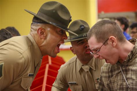 A U S Marine Corps Drill Instructor With Receiving Company Support