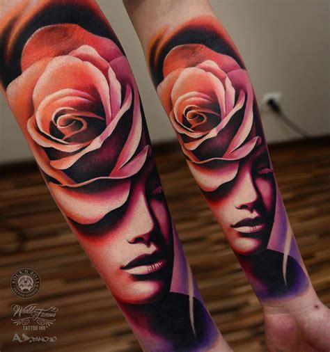 Abstract Rose Face Forearm Tattoo