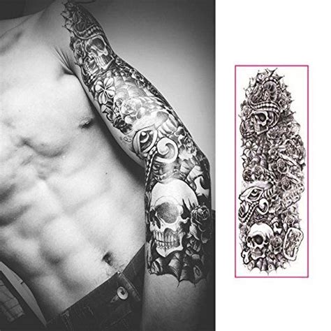 Adecco Llc 8 Sheets Full Arm Temporary Tattoos Extra Large Fake Tattoos For Men And Women