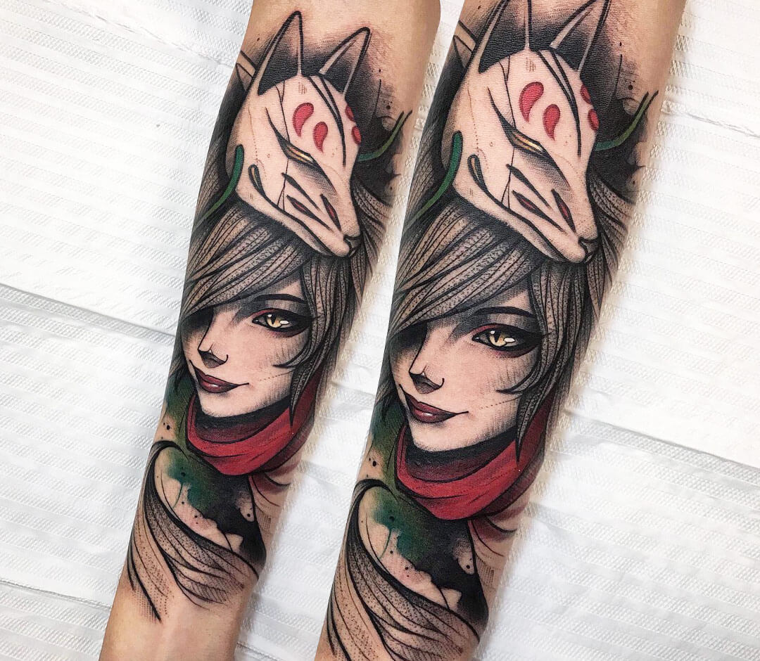 Ahri Tattoo By Gustavo Takazone Post 28720 Tattoos Cartoon Tattoos