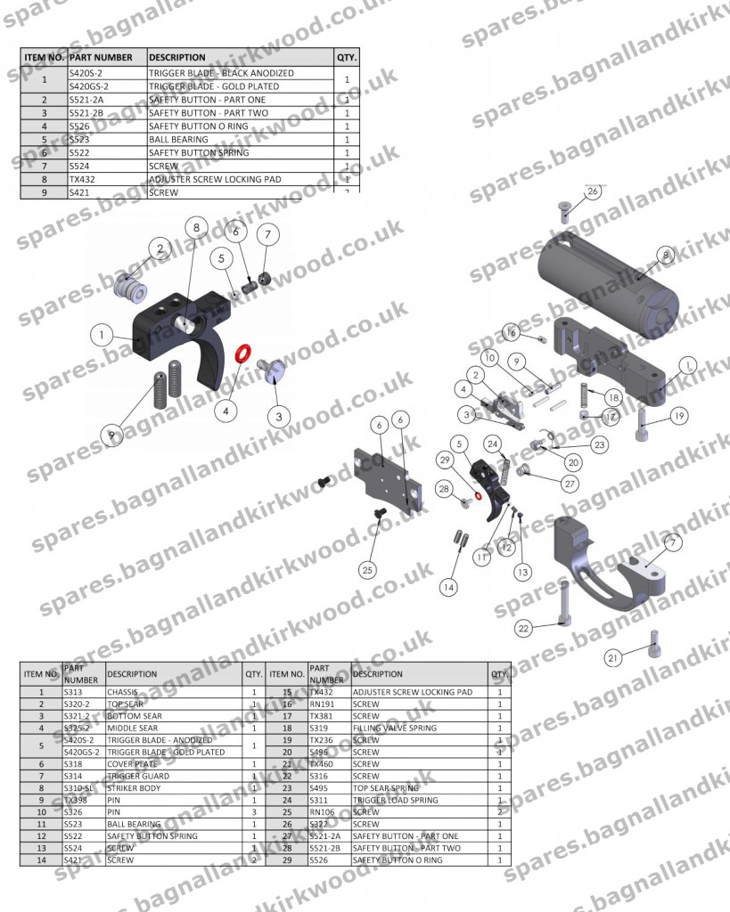 Air Arms S510 Ultimate Sporter Air Rifle Exploded Parts Diagram Bagnall And Kirkwood Airgun Spares