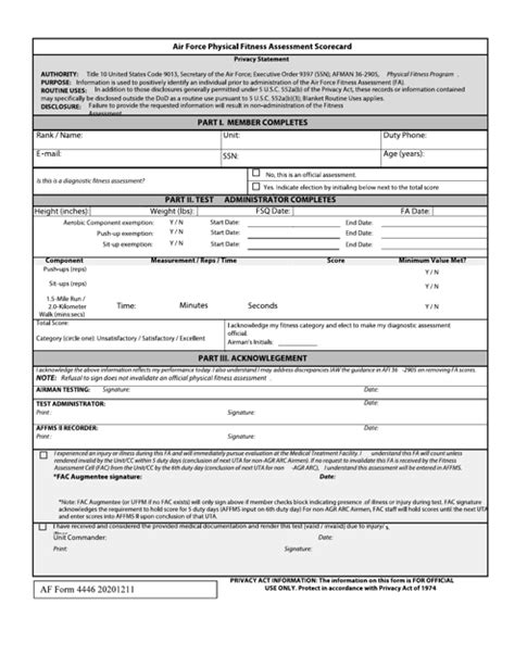 Air Force Fa Score Sheet