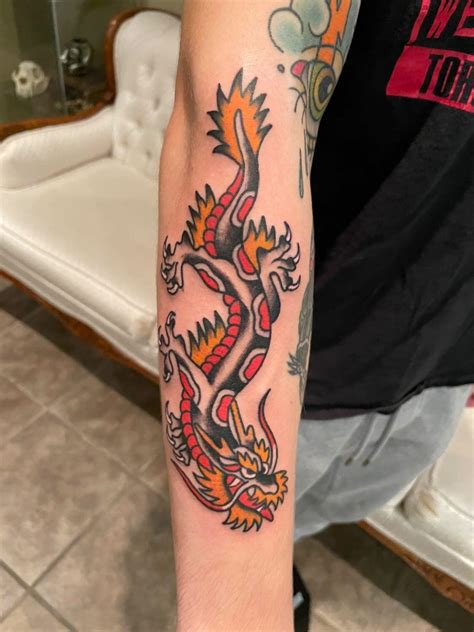 American Traditional Dragon I Got Today Done By Uncle Kit From Kapala