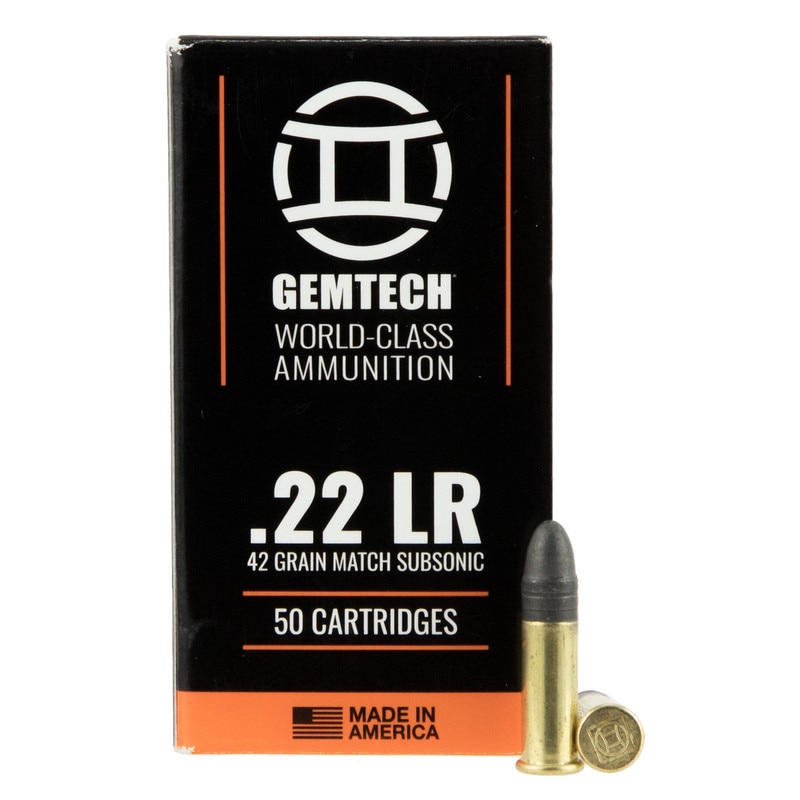 Ammomart 22 Long Rifle Gemtech Silencer Subsonic 42Gr Lrn 50 Rounds