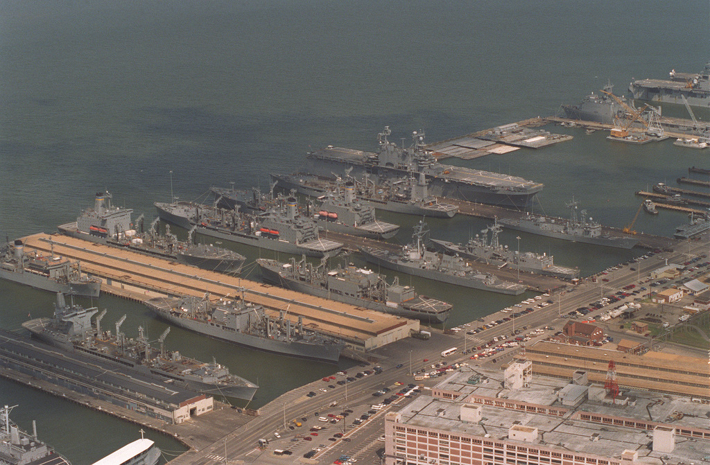 An Aerial View Of A Section Of The Norfolk Naval Base With The Defense