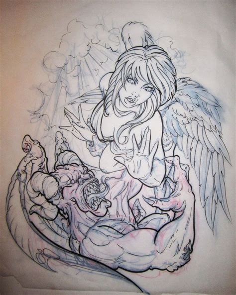 Angel Vs Demon Tattoo Tattoo Art Pinterest