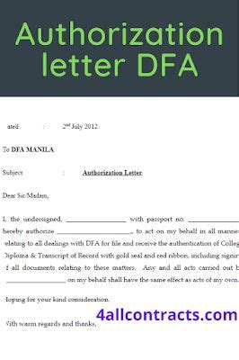 Authorization Letter For Dfa Authentication Sample Lettering Rental