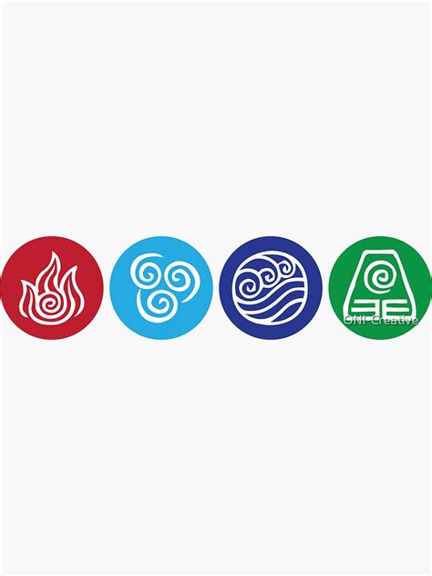 Avatar Element Symbols Long Sticker For Sale By Oni Creative