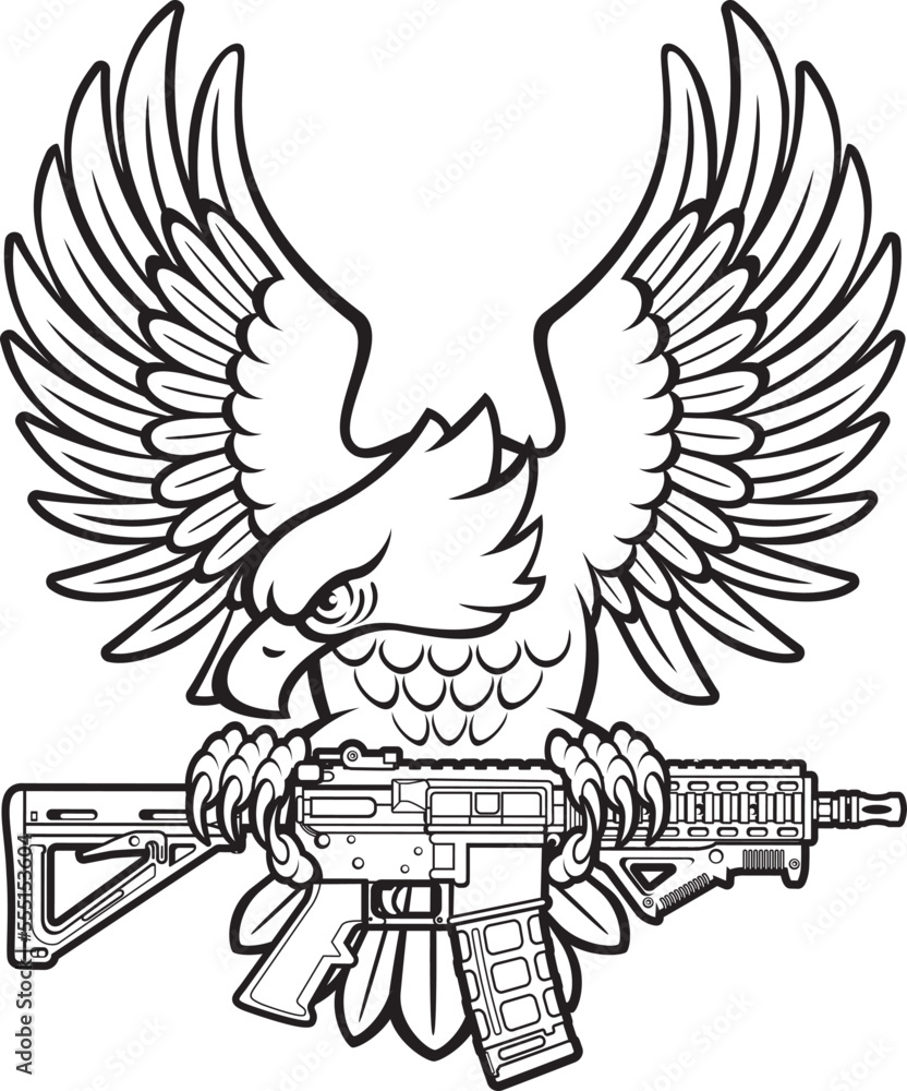 Bald Eagle Holding American Ar 15 Assault Rifle In Its Claws Stock Vector Adobe Stock