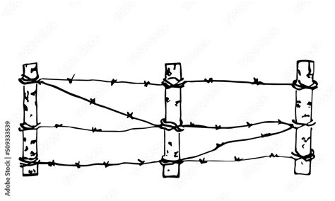 Barbed Wire Fence Drawing