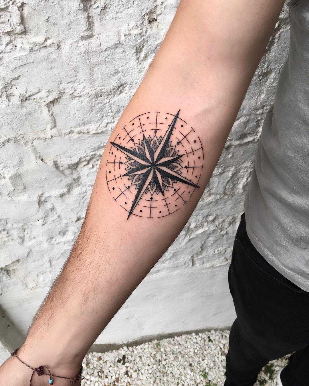 Beautiful Compass Rose Tattoo