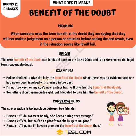 Benefit Of The Doubt Meaning Give The Benefit Of The Doubt Examples