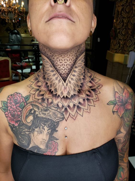 Best Female Neck Tattoo 50 Modern Ideas Best Neck Tattoos Front