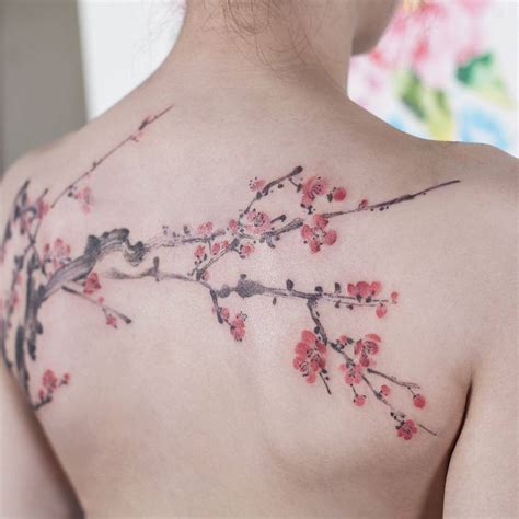 Big Cherry Blossom Back Tattoo Backtattoo Bigtattoo Watercolortattoo A D Blossom Tattoo