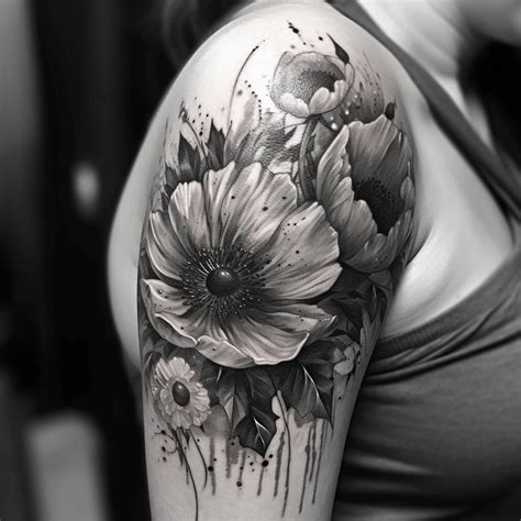 Black And Gray Flowers Tattoo Black Flowers Tattoo Floral Tattoo