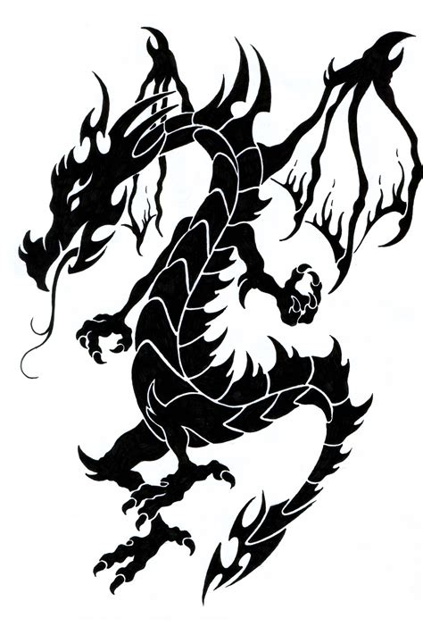 Black And White Dragon Tattoos Cliparts Co