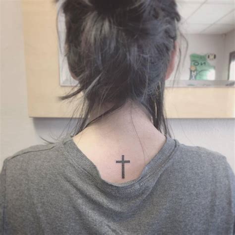 Black Small Cross Tattoo On The Back Tattoogrid Net