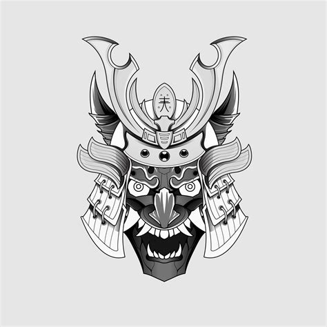 Black Tattoos Samurai Mask Oni Devil Japanese Traditional Warrior