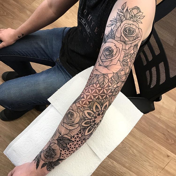 Blackwork Inspiration Inkstinct Floral Tattoo Sleeve Sleeve