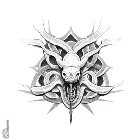 Blackwork Leviathan Cross Tattoo Idea Blackink