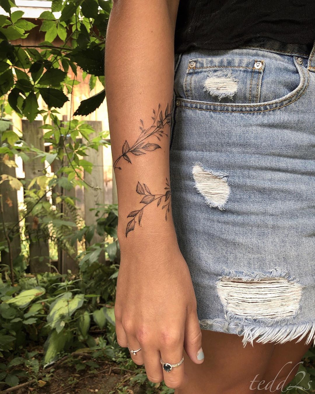 Butterflies And Wrapping Vine Tattoo Around Arm Tattoo Wrap Around