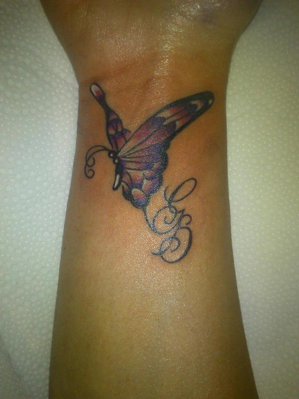 Butterfly By Tikos On Deviantart Butterfly Wrist Tattoo Yellow