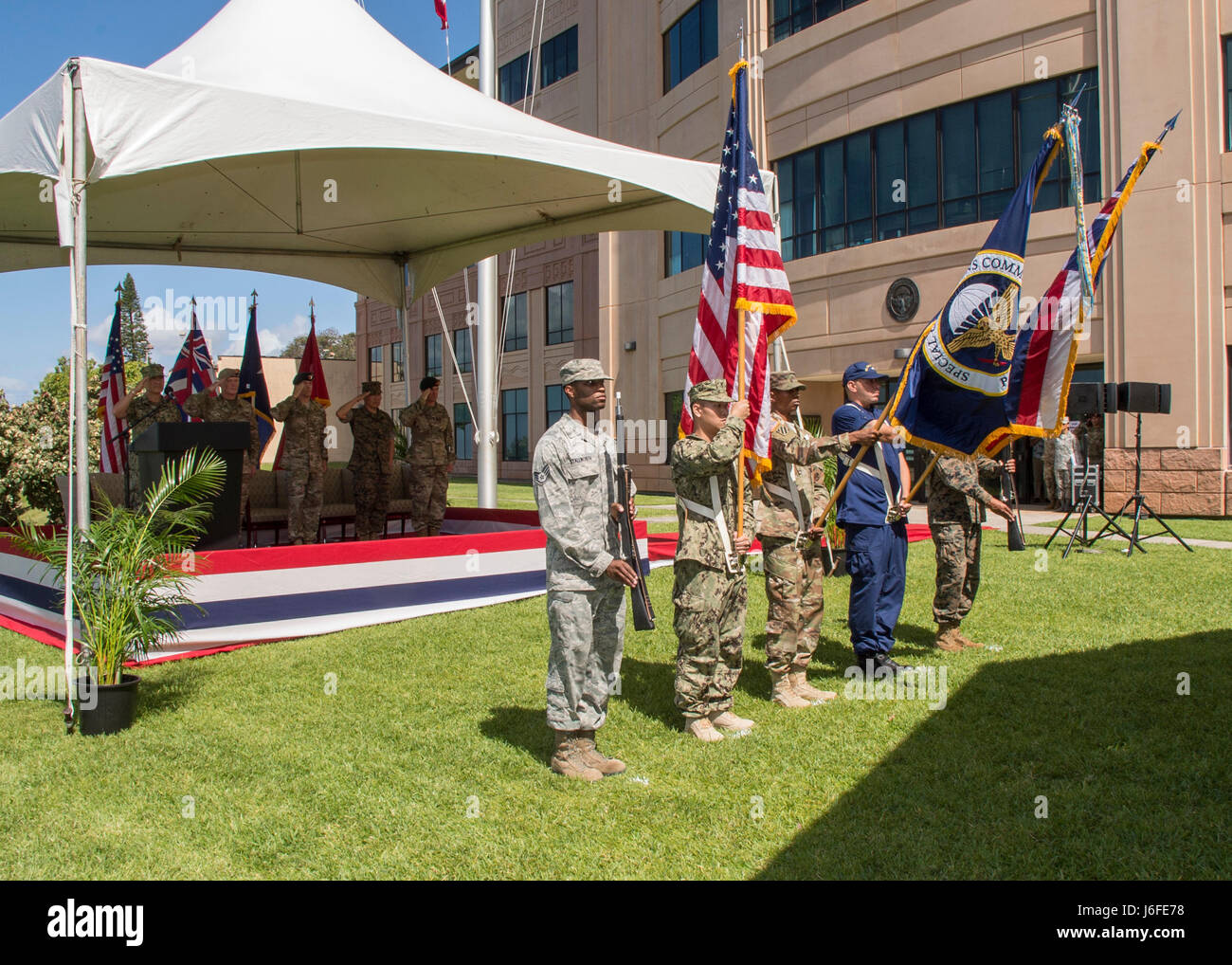 Camp H M Smith Hawaii May 12 2017 A Joint Color Guard Stock