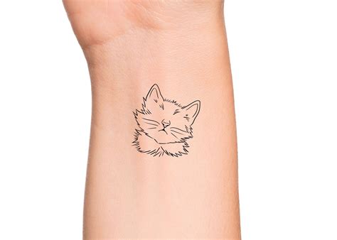 Cat Outline Cute Pet Temporary Tattoo Small Kitty Ears And Etsy Ireland