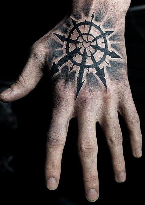 Chaos Star Hand Tattoo By Mehdi Rasouli Palm Tattoos Symbol Tattoos